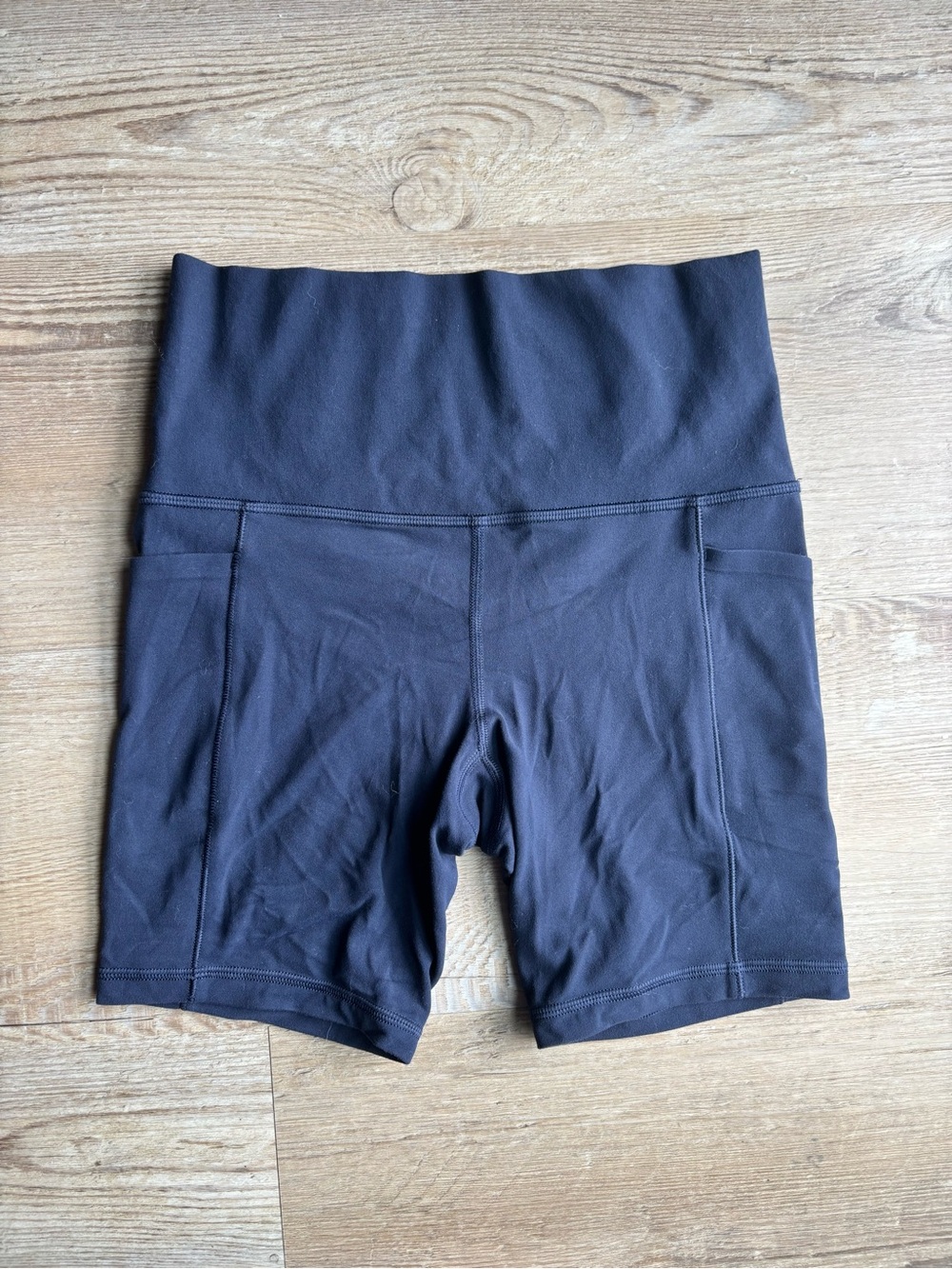 Athleta Navy High-Rise Bike Shorts